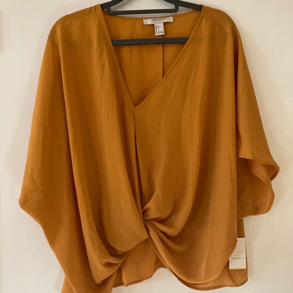 Flowy mustard ruched blouse